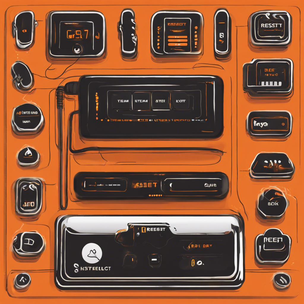 An illustration of a Steam Deck with a reset option on an orange background