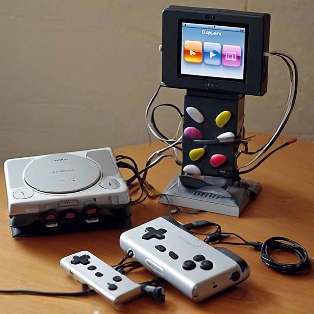 A quirky gaming setup with iPods as controllers