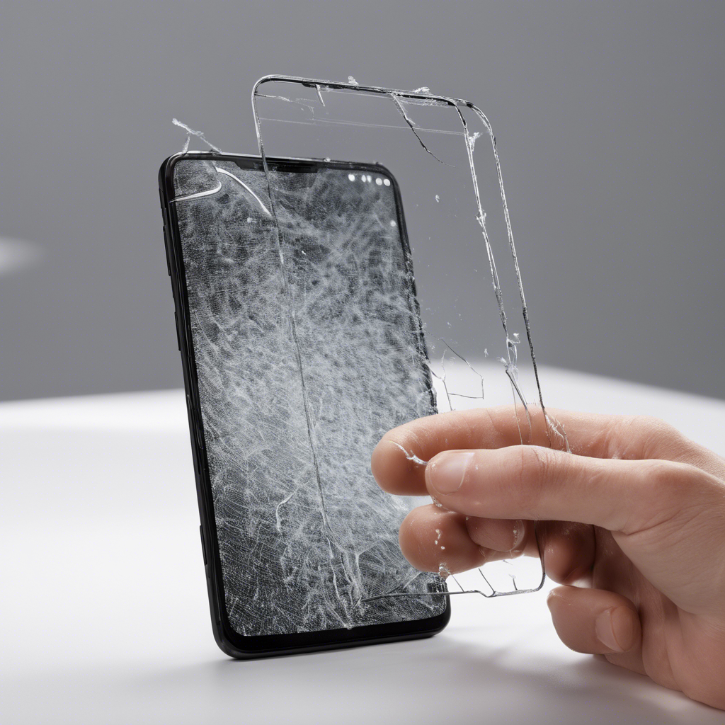 A demonstration of the screen protector’s durability with sharp objects