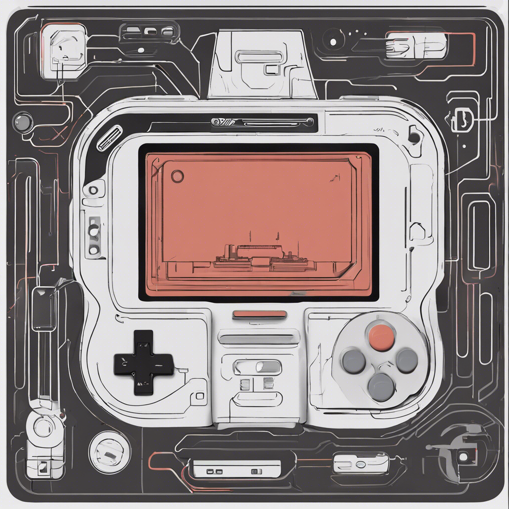 An illustration of a futuristic handheld gaming console