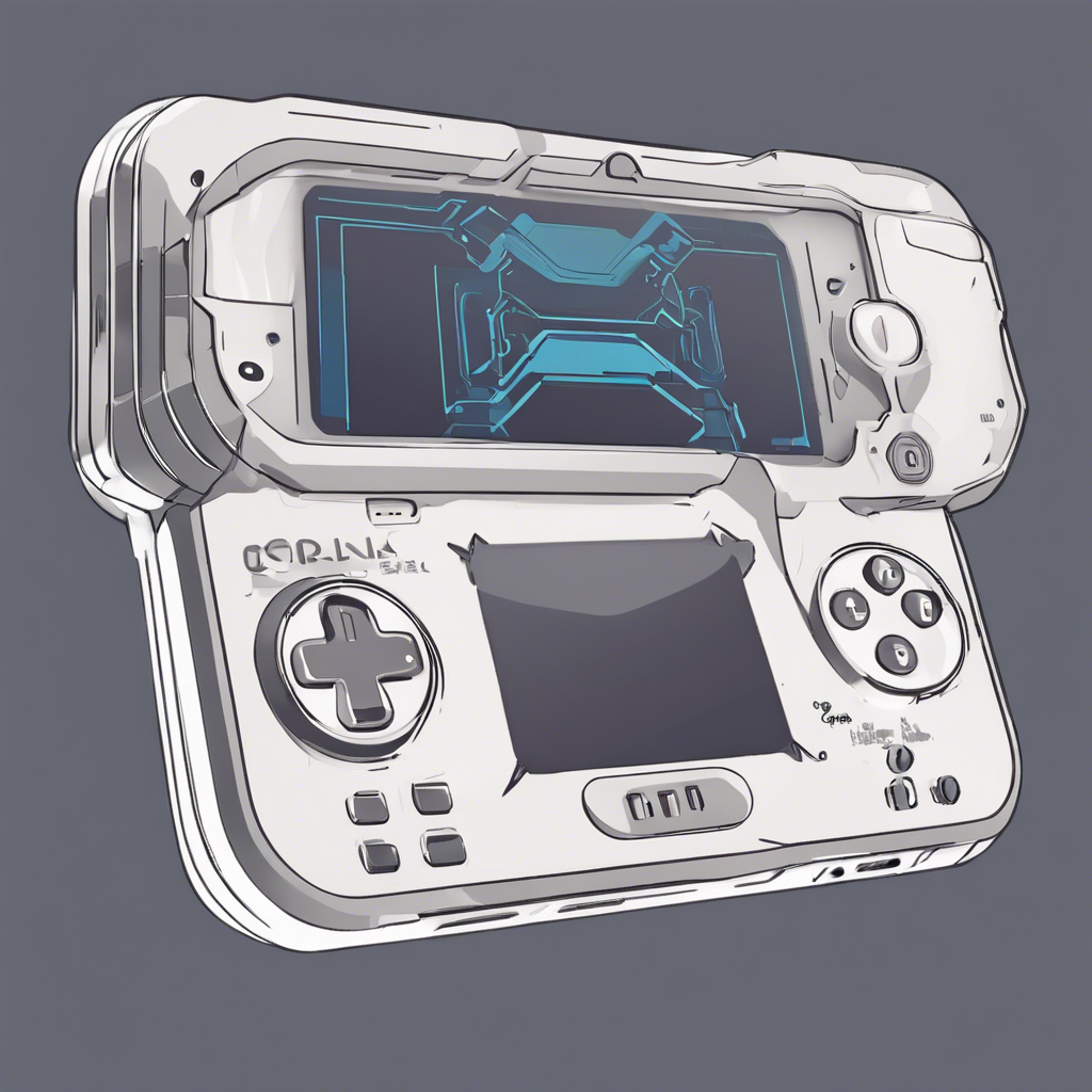 A futuristic handheld gaming console