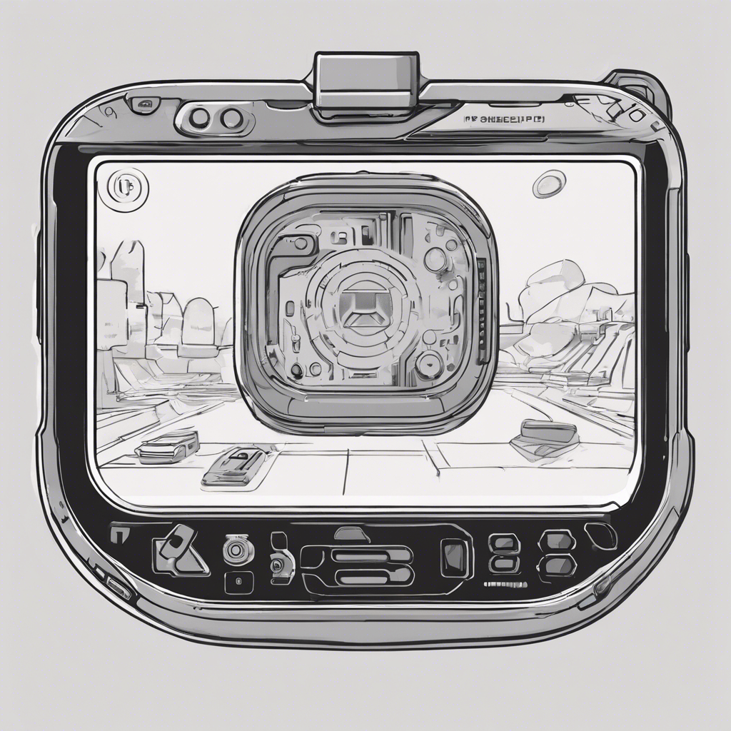 An illustration of a futuristic handheld gaming device