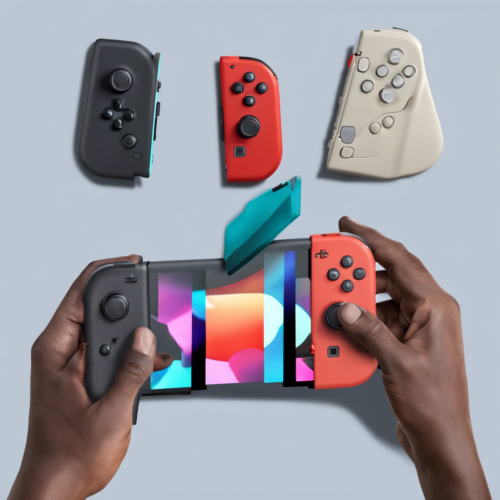 A handheld gaming device resembling a Nintendo Switch with a DualSense controller