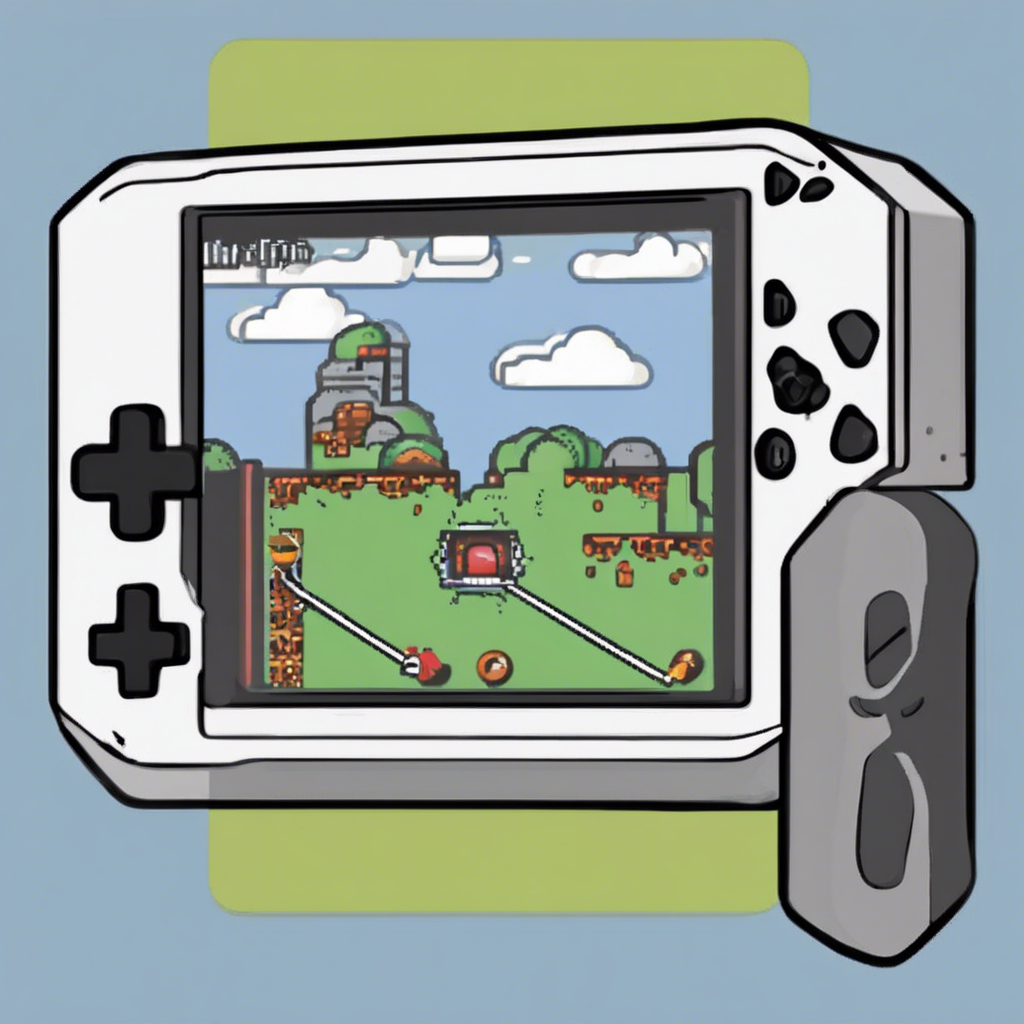 An illustration of a handheld gaming device