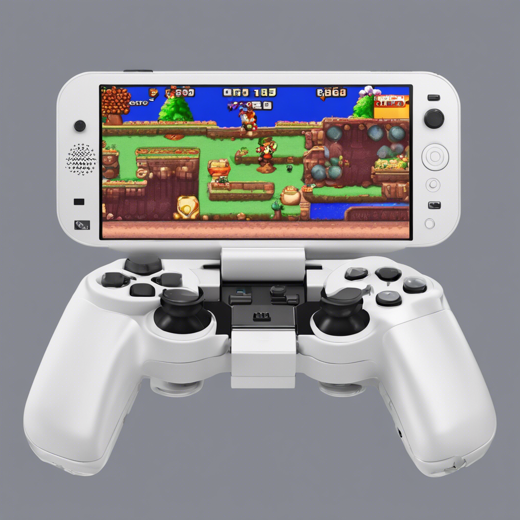 A large handheld gaming device with a high-resolution display