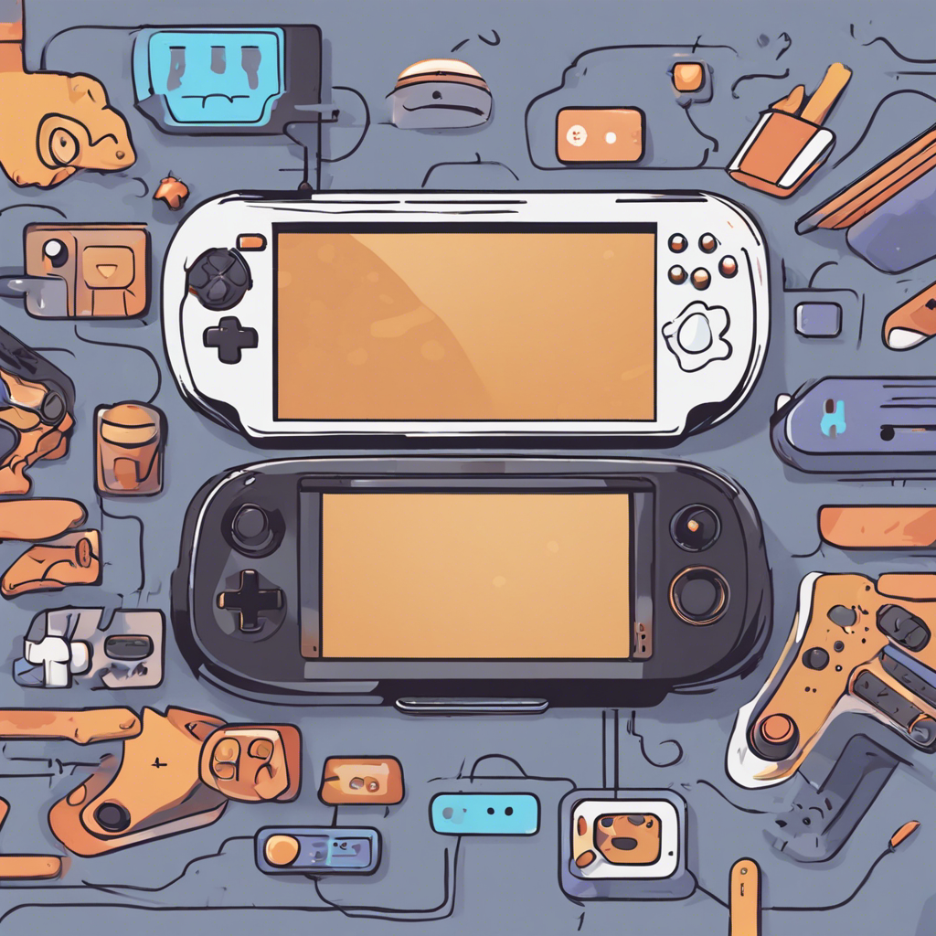 An illustration of a gaming handheld receiving updates