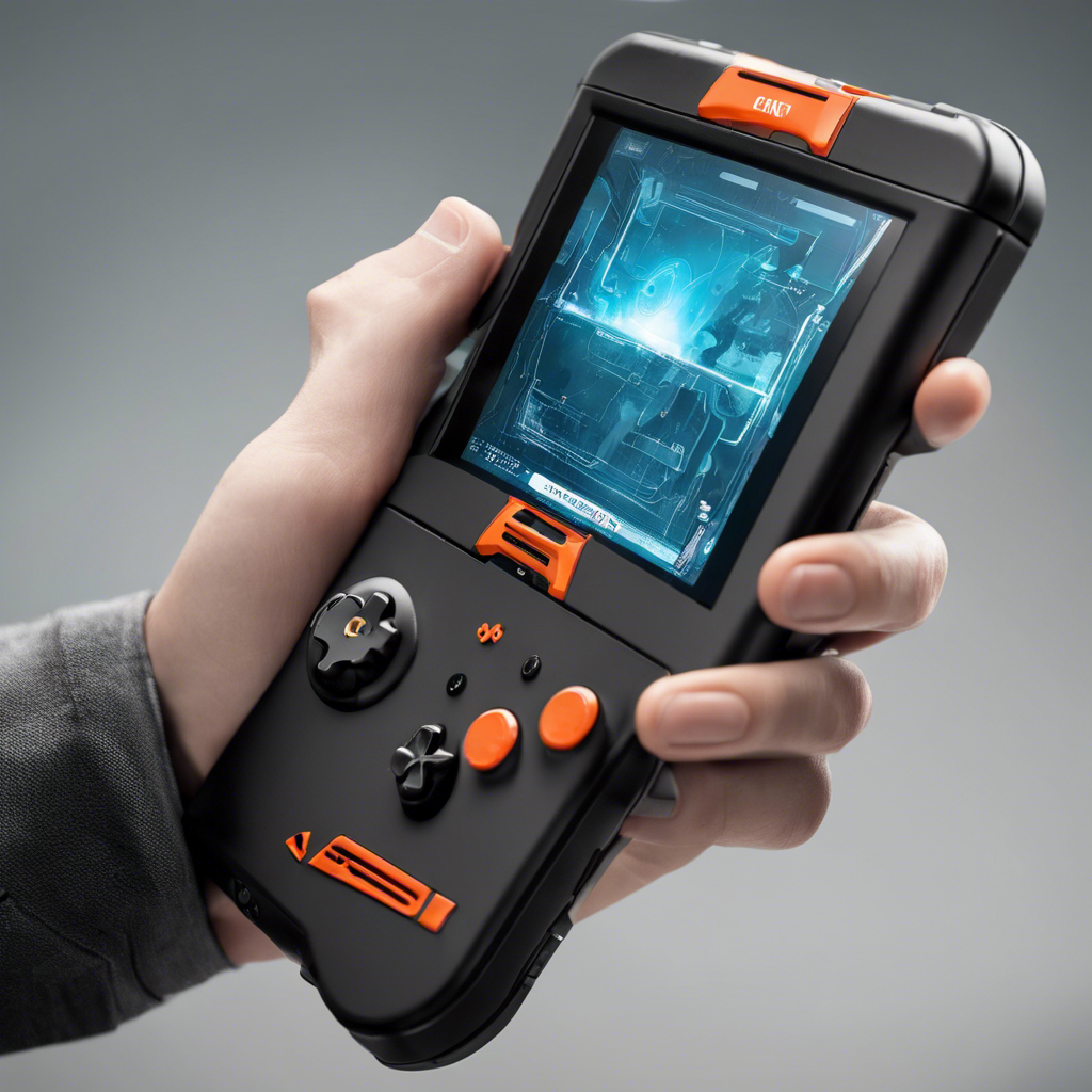 A futuristic gaming handheld device