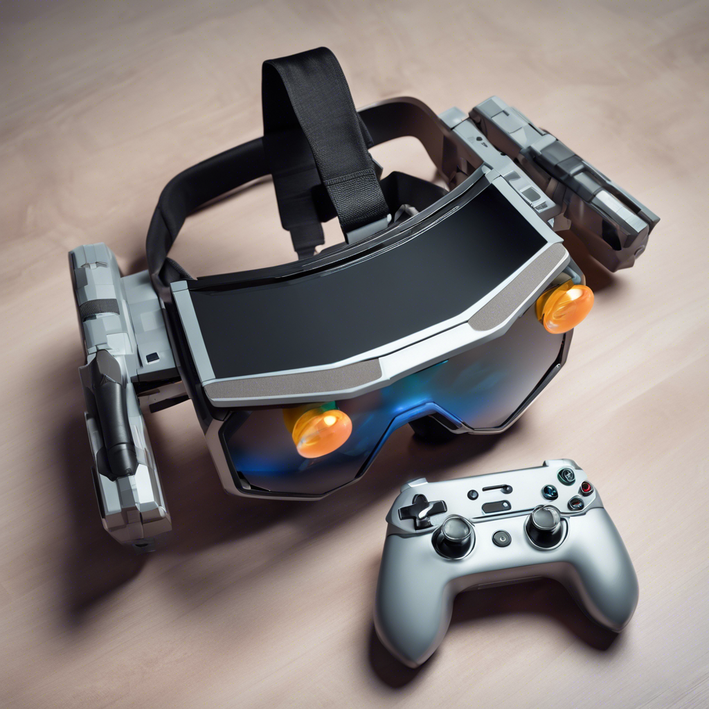 A futuristic gaming device with AR glasses